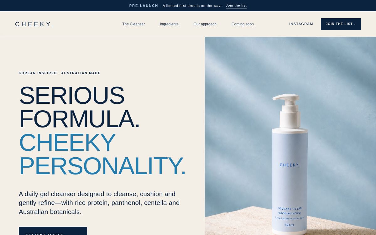 Current CHEEKY Cosmetics website homepage